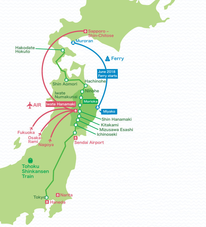 map: How to get sanriku coast from within Japan